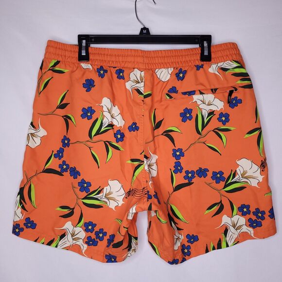 Vans Boardshorts Mens XL Orange Floral Primary Print Elastic NWT - Picture 2 of 6